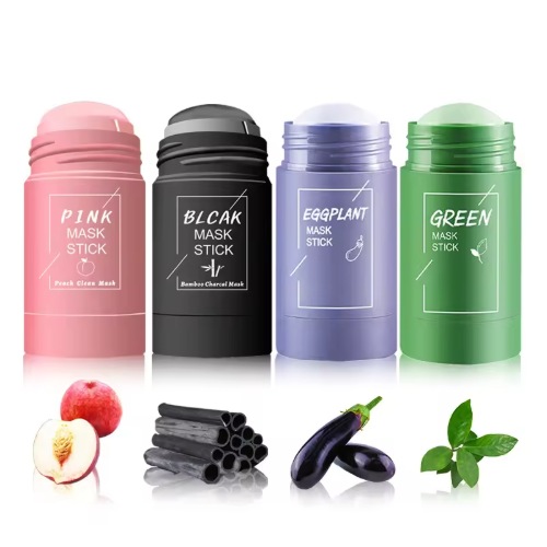 Green Tea Eggplant Mask Stick Bamboo Charcoal Pore Cleansing Mud Mask with Mineral Moisturizing Hydrating Skin Beauty Treatment